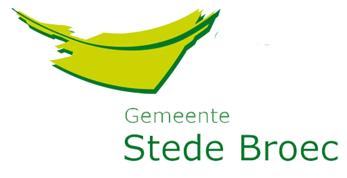 Gemeentelogo Stede Broec met groene en gele abstracte vorm die beweging en groei symboliseert.