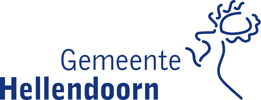 Hellendoorn gemeente logo met gestileerde zon en lijntekening van landschap.