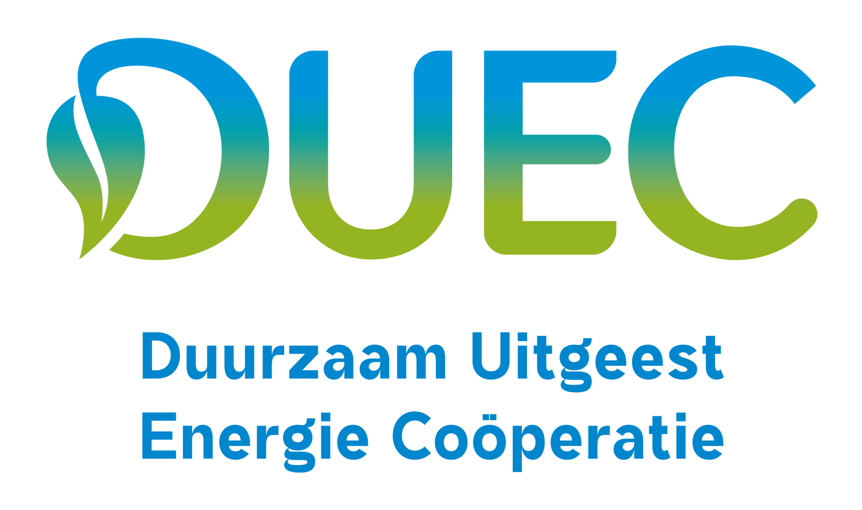 Logo van DUEC energiecoöperatie met groene planten en stekker als symbool voor duurzame energie in Uitgeest.