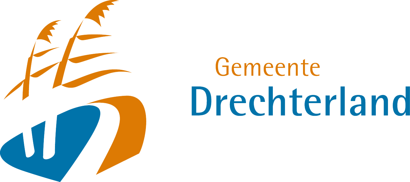 Logo van gemeente Drechterland met gestileerde oranje rietstengels en blauwe watervorm.